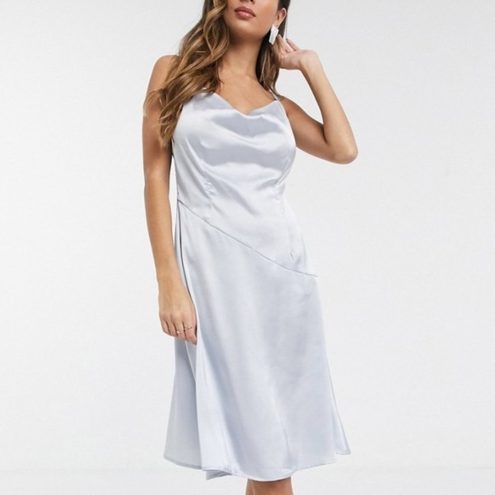 Unique21 Cowl Neck Slip Dress in Light Blue